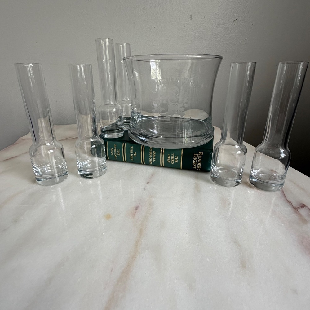 Notre Dame Fighting Irish Glass Ice Bucket Chiller & 6 Shooter Glasses Set